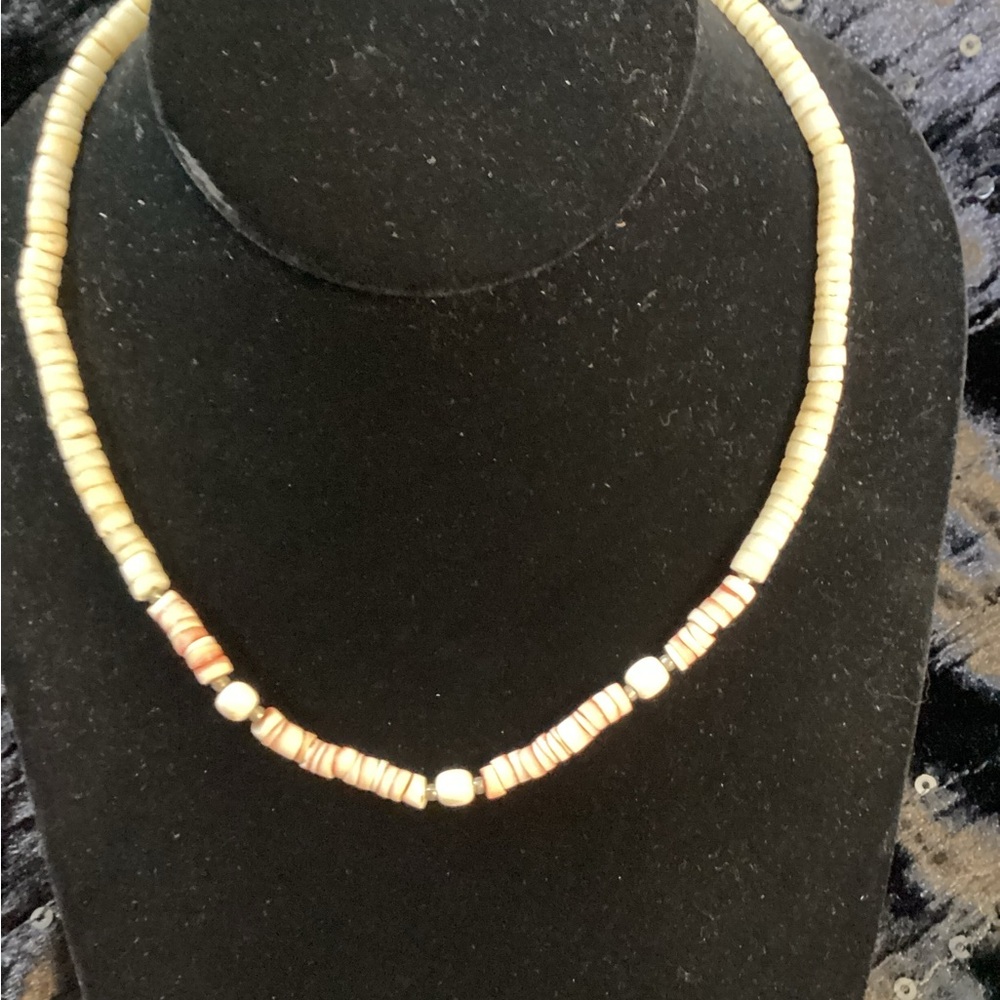 Ivory and Peach Beaded Necklace